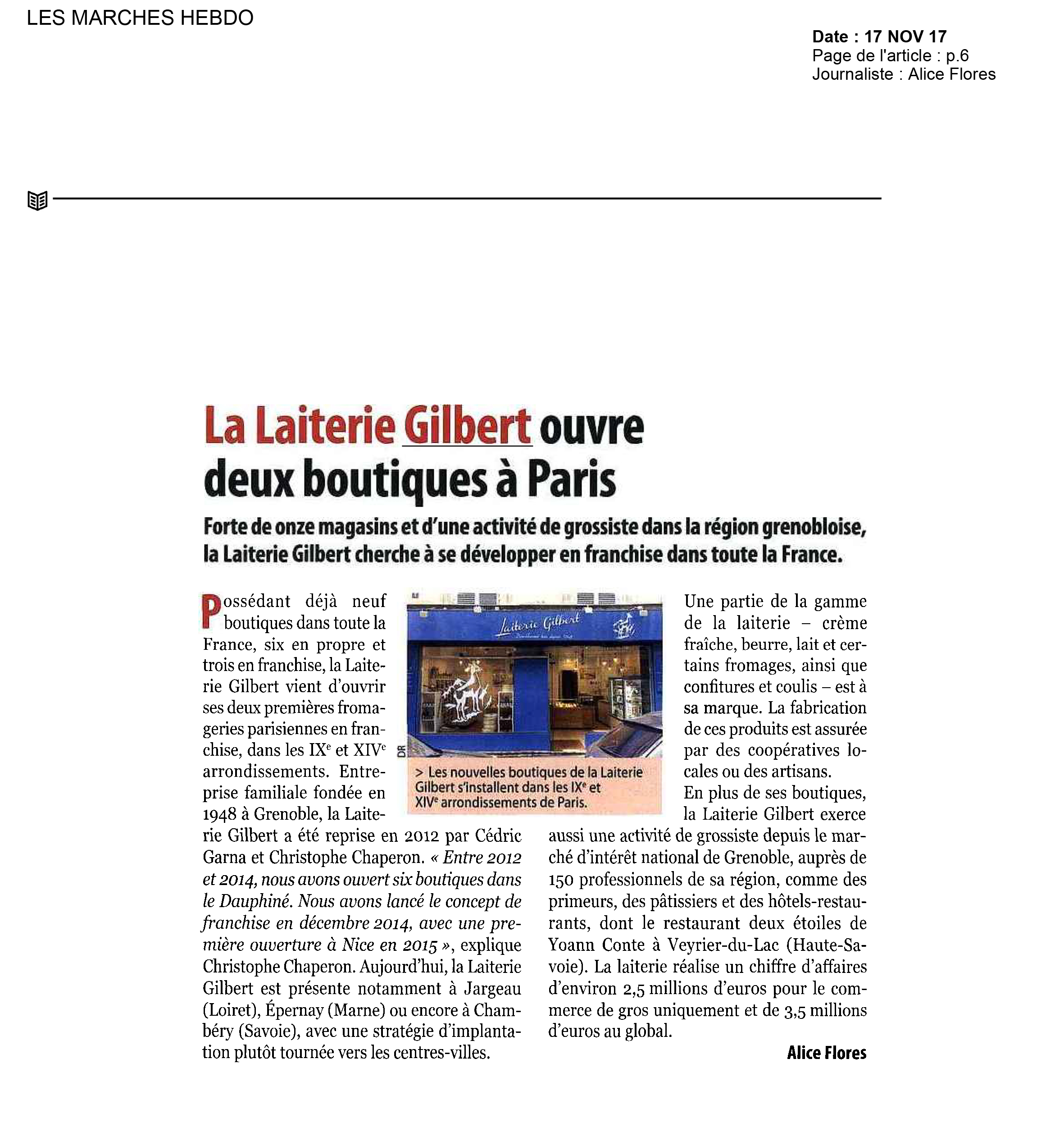 LES MARCHES HEBDO-franchise Laiterie Gilbert